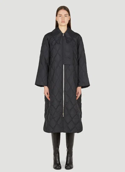 Ganni Women Quilted Coat In Black