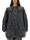 Ganni Womens Black Sand Shiny Quilted Recycled-nylon Jacket In Black