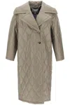 Ganni Quilted Recycled-shell Coat In Green