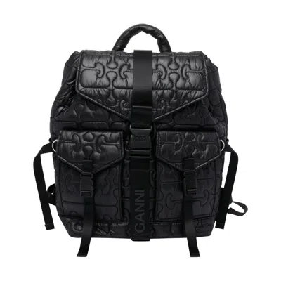 Ganni Women Quilted Re-tech Backpack In Black