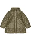 Ganni Quilted Jacket With Hood And Pockets In Multicolor