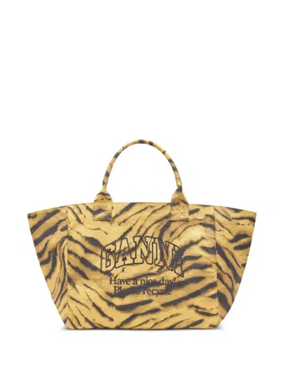 Ganni Women Recycled Cotton Xxl Tote Bag In Multi