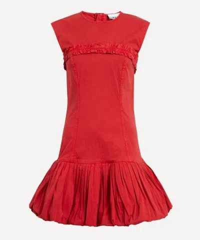Ganni Washed Stretch Cotton Corset Mini Dress In Racing Red