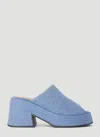 Ganni 85mm Retro Flatform Recycled Denim Mules In Blue