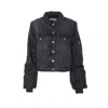 Ganni Modern Denim Jacket Contrast Sleeves In Black