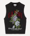 Ganni Flowers Grey Vest In Black