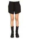 Ganni Cotton Suiting Elasticated Waist Shorts In Black