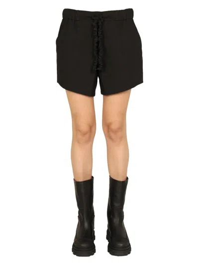 GANNI WOMEN'S RUFFLED ELASTIC SHORTS