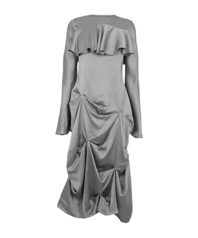 Ganni Women's Satin Maxi Dress In Gray