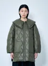 Ganni Women Shiny Quilt Jacket In Green