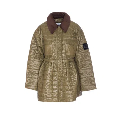 GANNI GANNI WOMEN SHINY QUILT MIDI JACKET