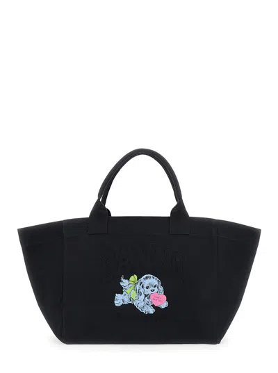 Ganni Women Shopper Xxl Pocket Dog Print In Multi