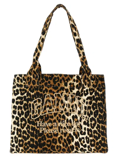 Ganni Women Shopping Leopard Embroidery Logo In Animal Print