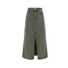 Ganni Maxi Grey Skirts With Slit At The Front In Denim Woman In Blue
