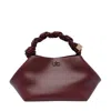 Ganni Bou Red Handbag With Butterfly Logo And Hand-braided Strands In Leather Woman