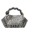 Ganni Women Small Bou Snake Handbag In Gray