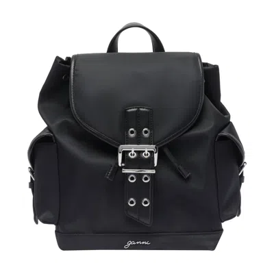Ganni Magnetic Pockets Flap Backpack Handle