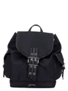 Ganni Magnetic Pockets Flap Backpack Handle In Black