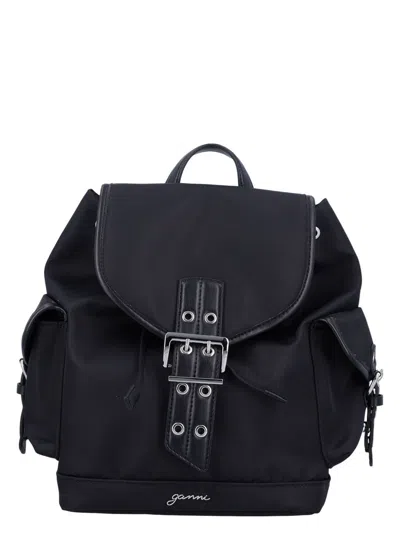 GANNI WOMEN'S SMALL BUCKY NYLON BACKPACK