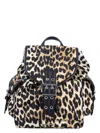 Ganni Magnetic Buckle Backpack Leopard Print