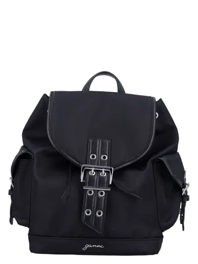 GANNI WOMEN'S SMALL BUCKY NYLON BACKPACK