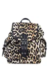 Ganni Magnetic Buckle Backpack Leopard Print In Leo