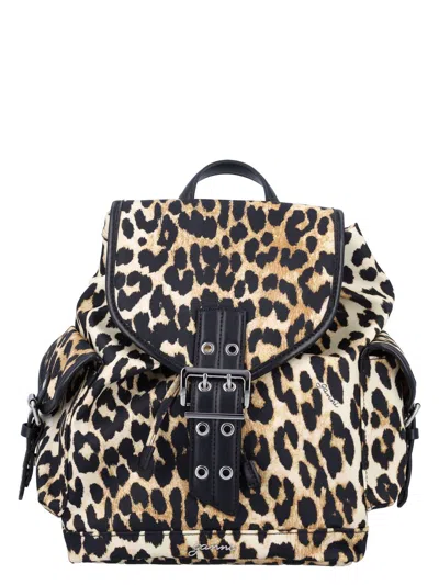 GANNI WOMEN'S SMALL BUCKY NYLON BACKPACK