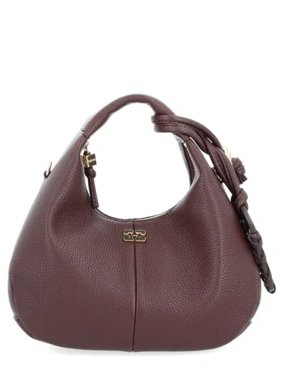 Ganni Knot-detail Tote Bag In Brown