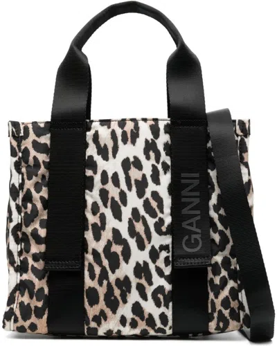 Ganni Women's Small Leopard Tech Tote In Mixed Colours
