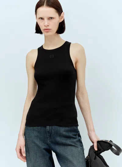 Ganni Women Soft Cotton Rib Tank Top In Black
