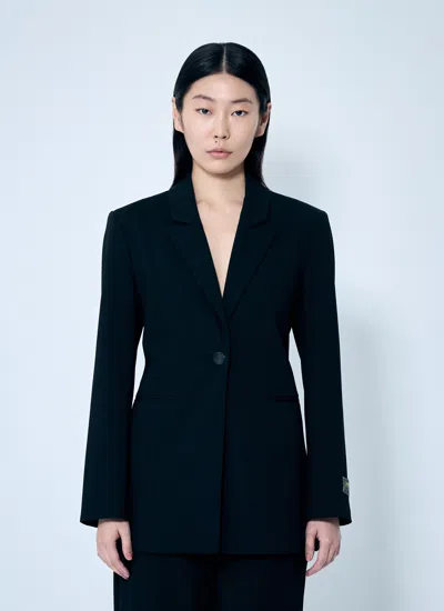 Ganni Black Solid Twill Suiting Blazer