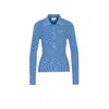 Ganni Spacedyed Logo-button Polo Top In Blue