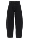 Ganni Black Pants With High Waist And Logo Patch On The Rear In Cotton Woman