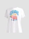 Ganni Womens Bright White Jersey Strawberry Printed Round-neck Cotton-jersey T-shirt In Bright White