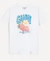 Ganni Womens Bright White Jersey Strawberry Printed Round-neck Cotton-jersey T-shirt In White