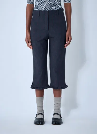 Ganni Women Stretch Stripe Capri Pants In Blue