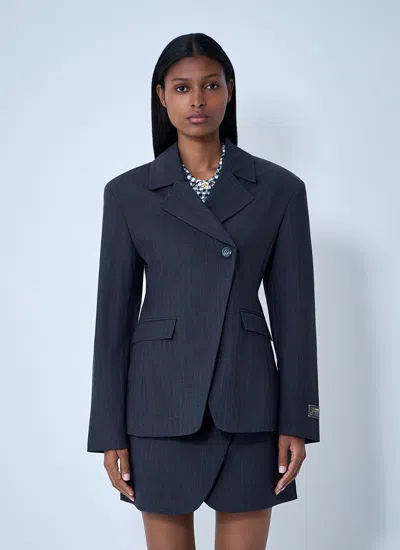 Ganni Women Stretch Stripe Single-breasted Blazer In Blue