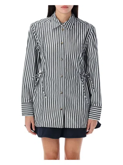 GANNI WOMEN'S STRIPE TIE STRING SHIRT