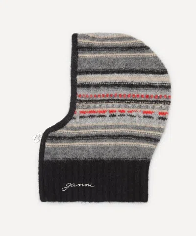 Ganni Women's Striped Alpaca-blend Zipped Balaclava