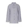 Ganni Multicolor Shirt With All-over Stripes And Logo Patch On The Front In Viscose Blend Woman