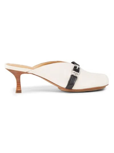 Ganni Women's Sue Buckle-detail Mules In White