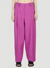 Ganni Pleated High-rise Wide-leg Pants In Purple