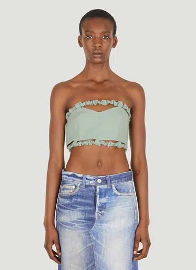 Ganni Cotton Bustier In Green
