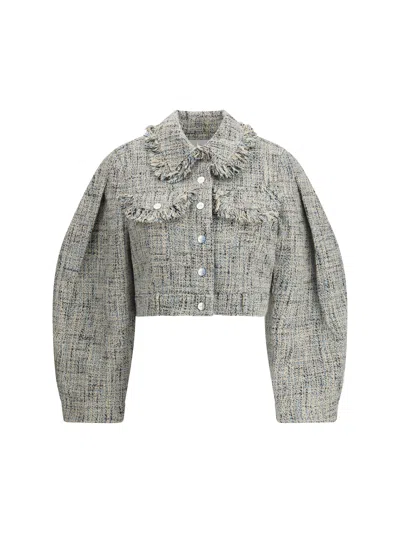 Ganni Women Summer Jacket In Gray