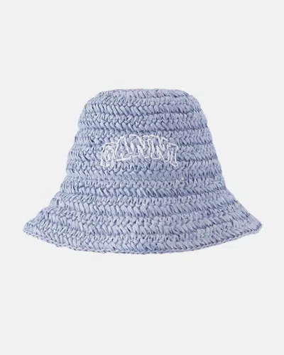 Ganni Women's Summer Straw Hat In Baby Blue