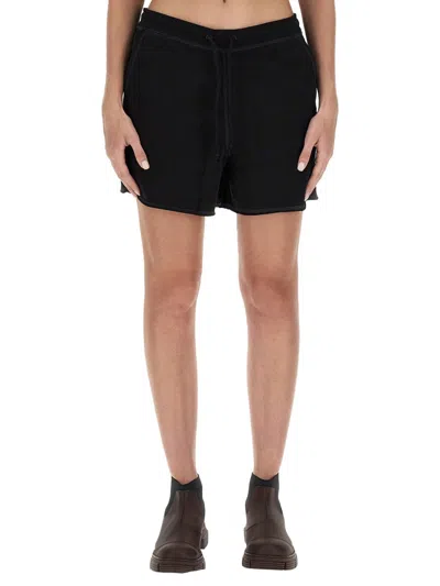 Ganni Women Logo Organic Cotton Shorts In Brown