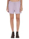 Ganni Drawstring-waist Organic-cotton Shorts In Purple