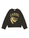Ganni Jersey With Banana And Logo In Black