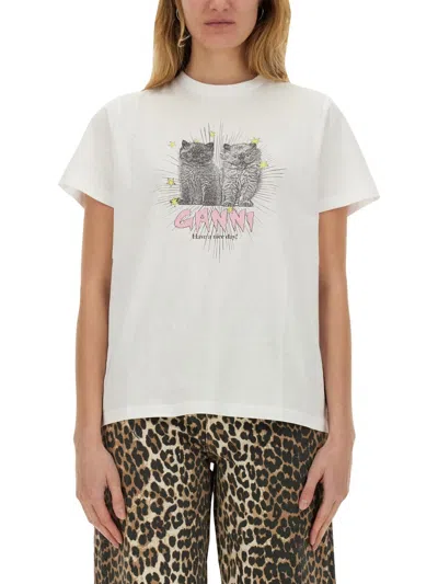 GANNI GANNI WOMEN T-SHIRT WITH PRINT