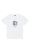 Ganni White Crewneck T-shirt With Logo Print On The Front In Cotton Woman In White
